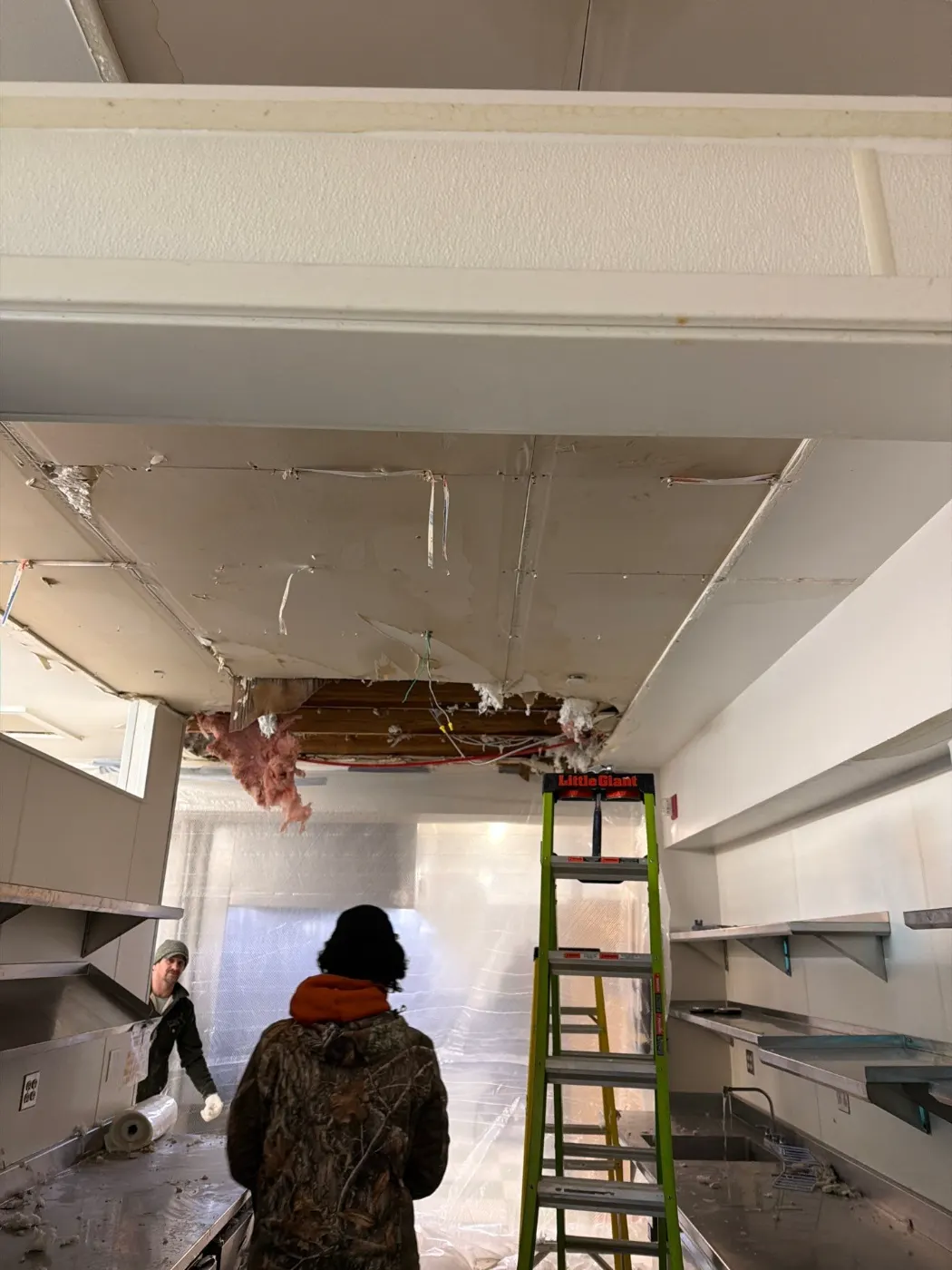 Certified restoration crew at work on Selma residence